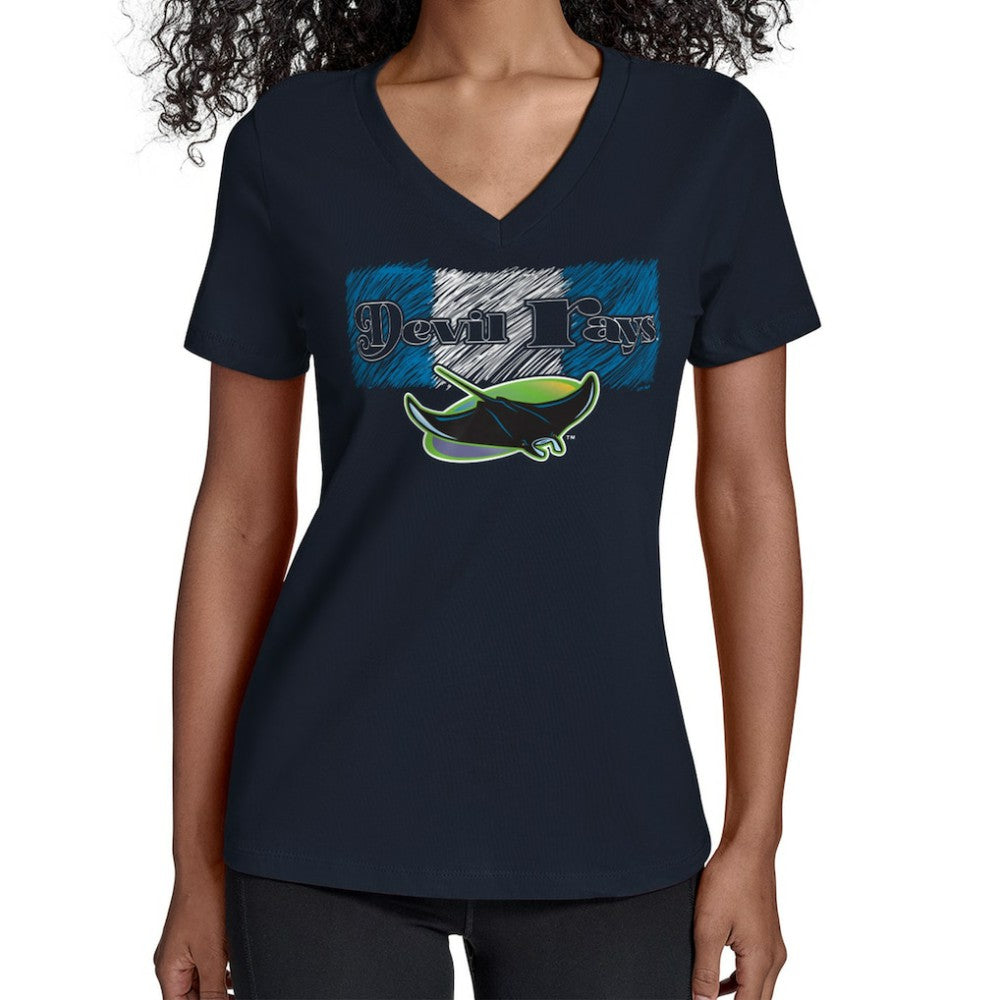 Tampa Bay Rays Starter Women's Team Color Shading V-Neck T-Shirt - Navy T-shirts