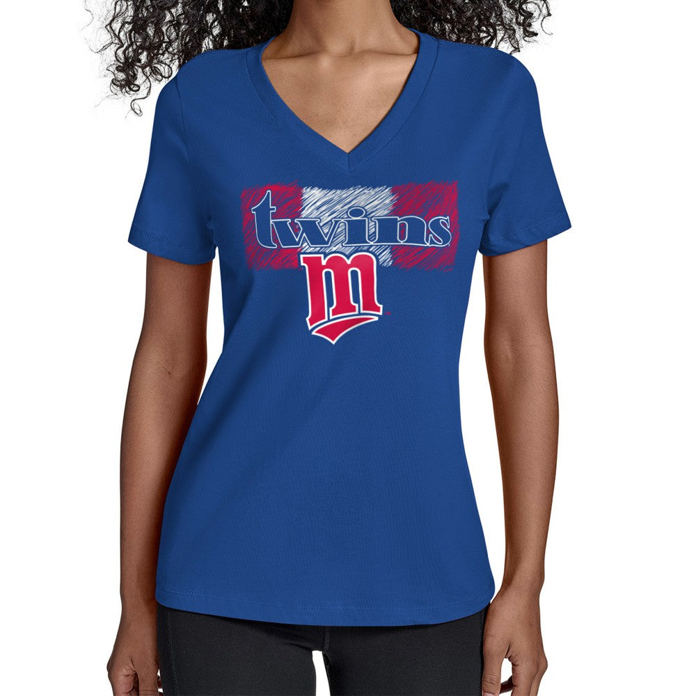 Minnesota Twins Starter Women's Team Color Shading V-Neck T-Shirt - Royal T-shirts