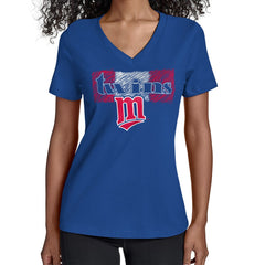 Minnesota Twins Starter Women's Team Color Shading V-Neck T-Shirt - Royal T-shirts