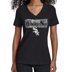 Chicago White Sox Starter Women's Team Color Shading V-Neck T-Shirt - Black T-shirts