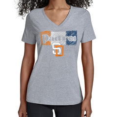 San Diego Padres Starter Women's Team Color Shading V-Neck T-Shirt - Gray T-shirts