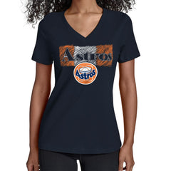 Houston Astros Starter Women's Team Color Shading V-Neck T-Shirt - Navy T-shirts