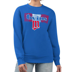 Minnesota Twins Starter Women's Team Color Shading Fleece Pullover Sweatshirt - Royal Pullover