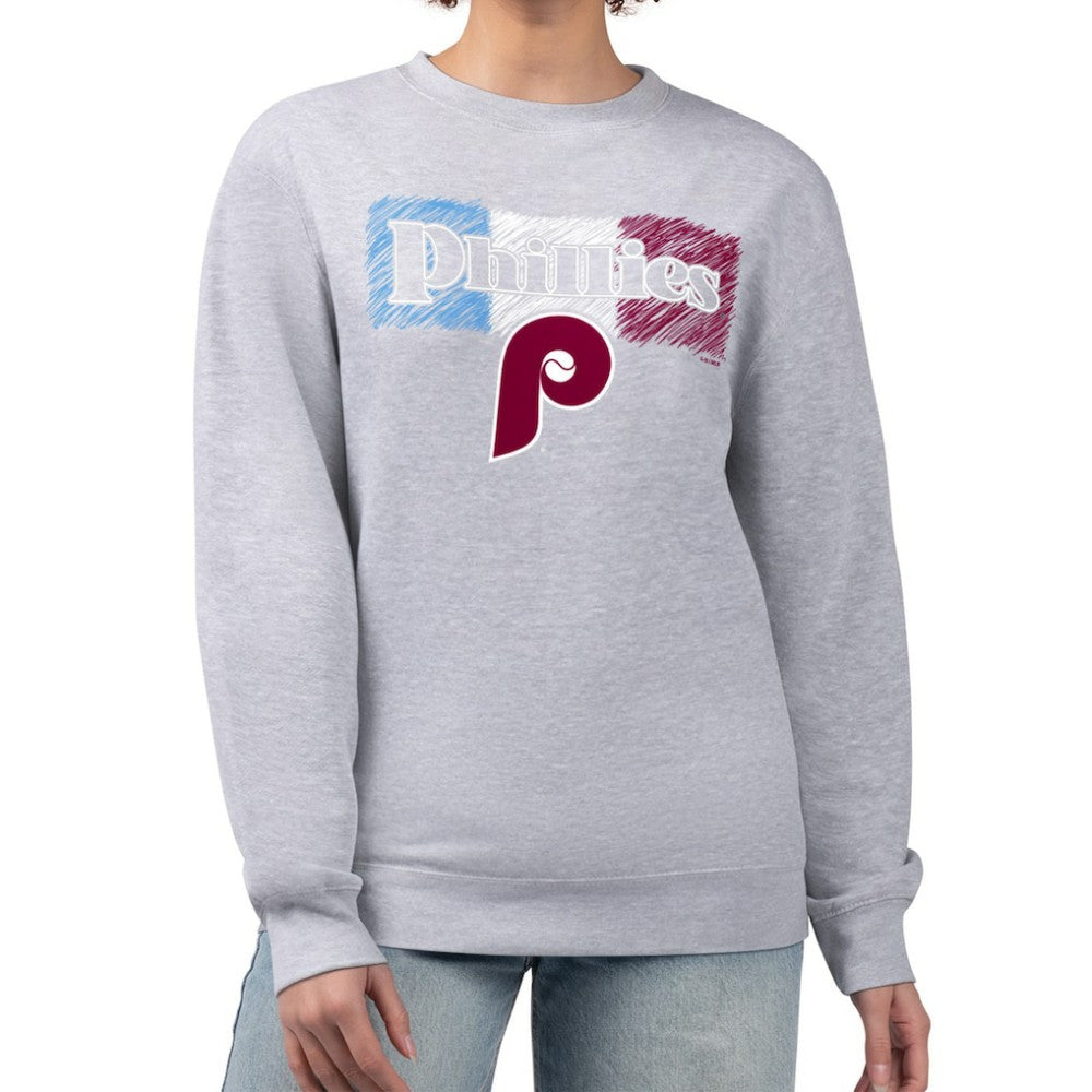 Philadelphia Phillies Starter Women's Team Color Shading Fleece Pullover Sweatshirt - Gray Pullover