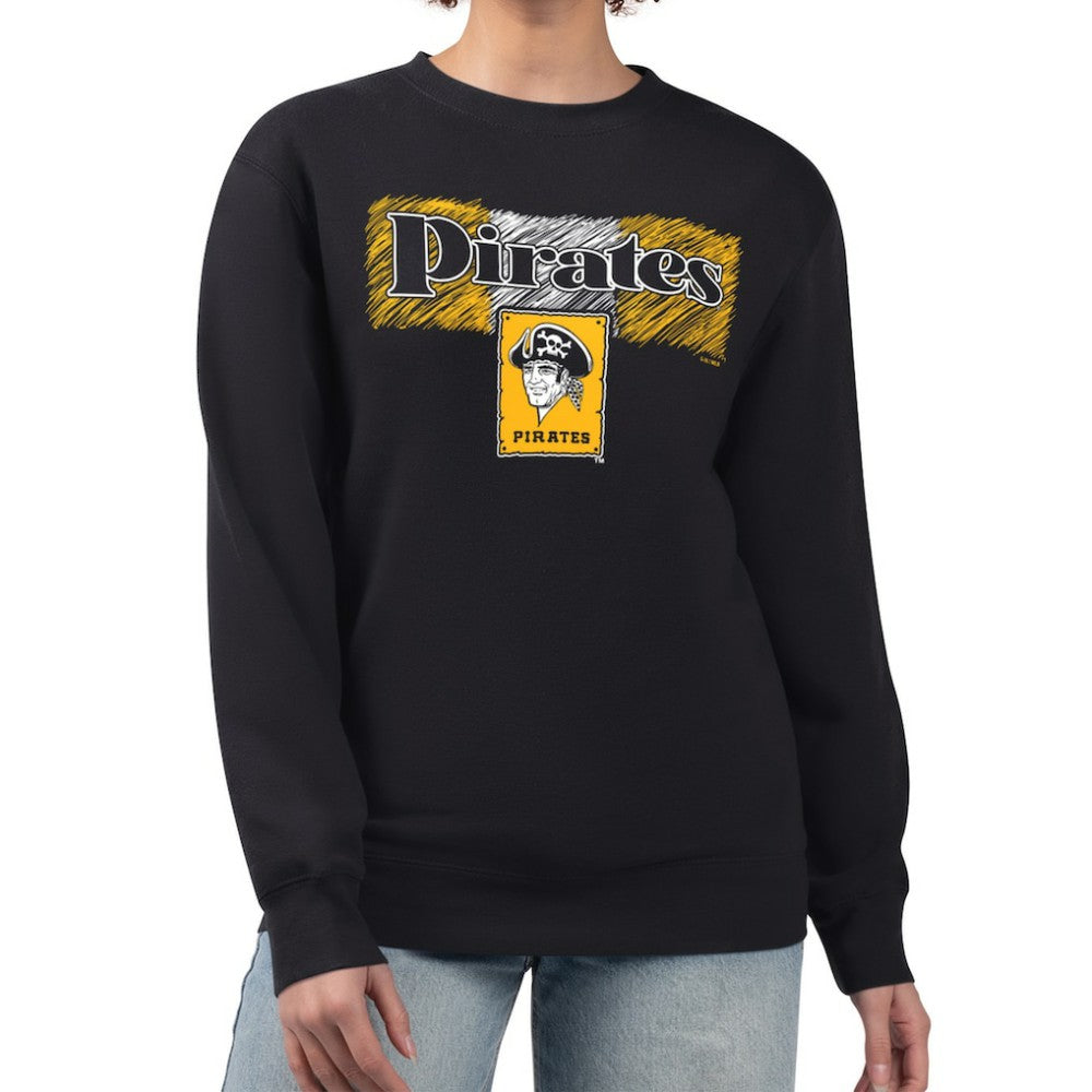 Pittsburgh Pirates Starter Women's Team Color Shading Fleece Pullover Sweatshirt - Black Pullover