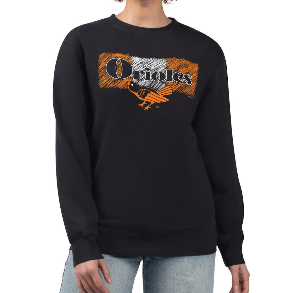 Baltimore Orioles Starter Women's Team Color Shading Fleece Pullover Sweatshirt - Black Pullover