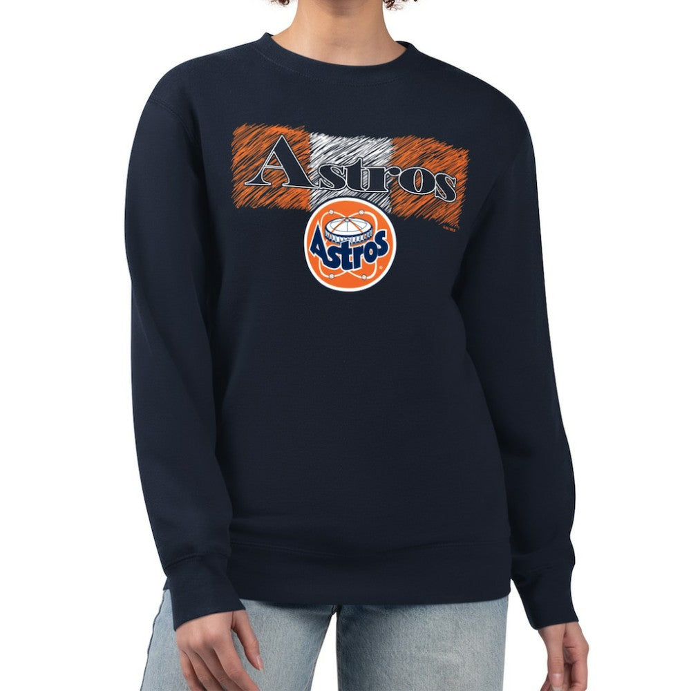 Houston Astros Starter Women's Team Color Shading Fleece Pullover Sweatshirt - Navy Pullover