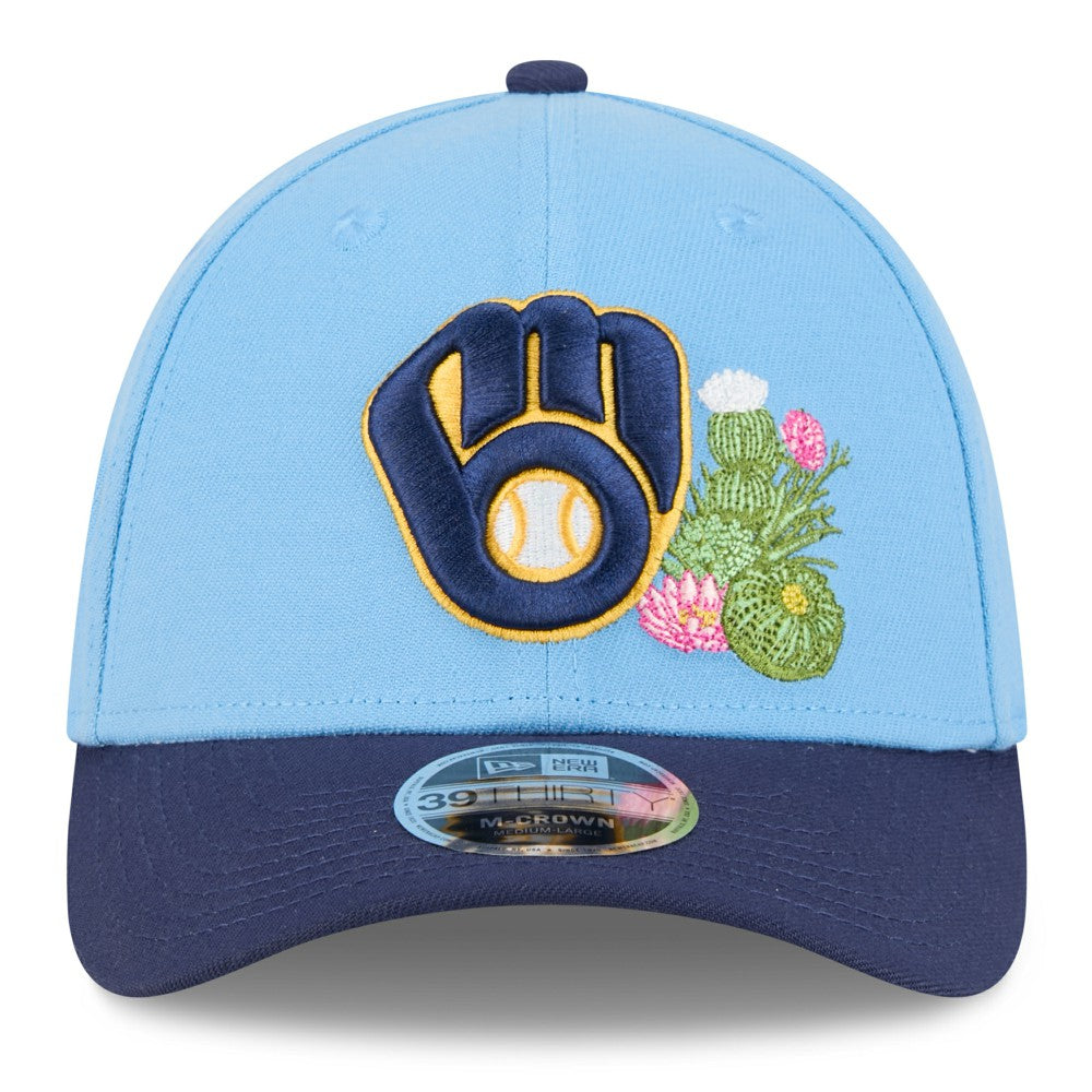 Milwaukee Brewers New Era 2026 Spring Training M-Crown 39THIRTY Flex Hat - Light Blue/Navy Hats