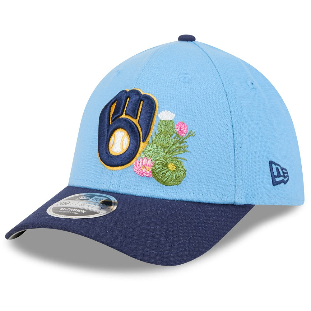 Milwaukee Brewers New Era 2026 Spring Training M-Crown 39THIRTY Flex Hat - Light Blue/Navy Hats