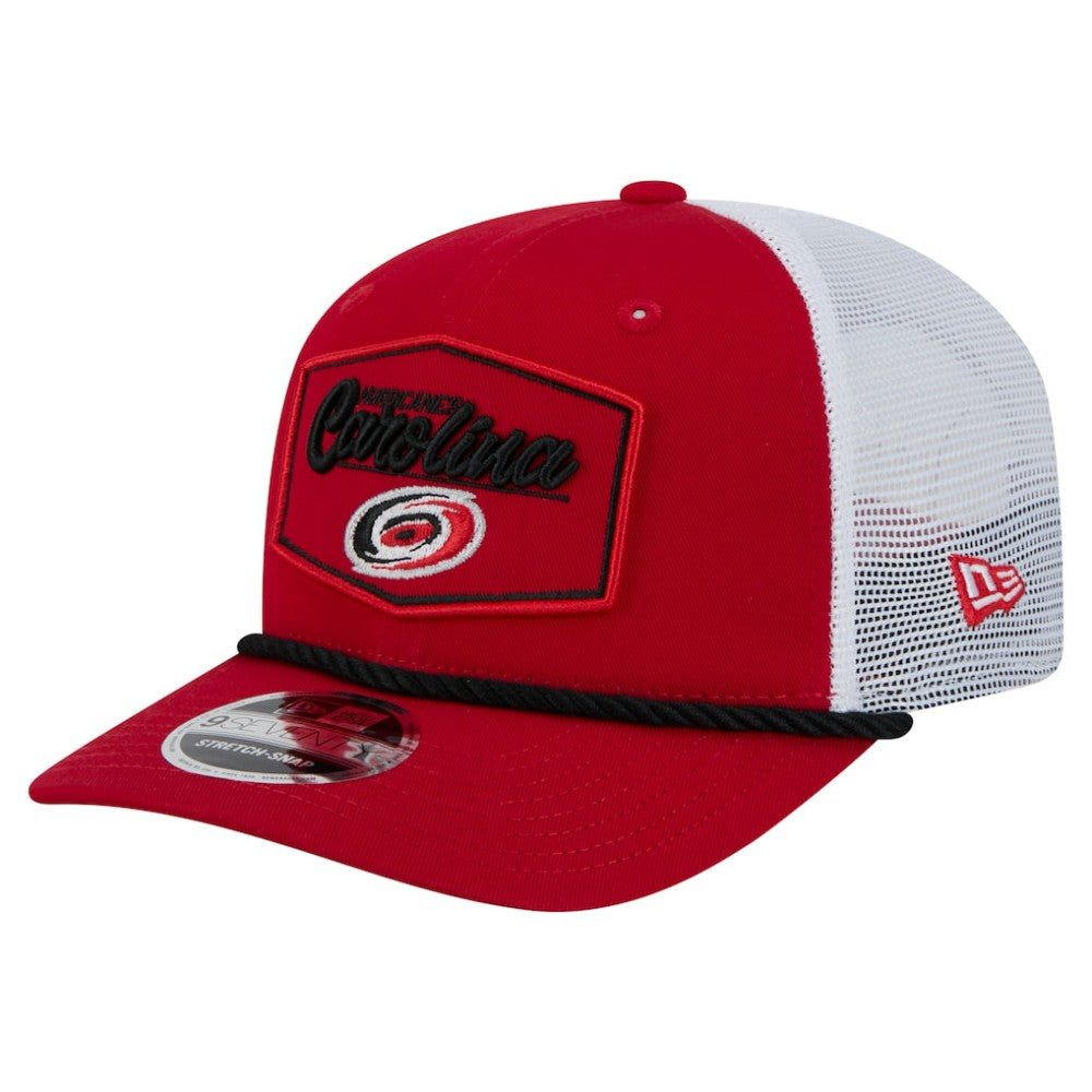 NHL Carolina Hurricanes New Era Team Patch Basic 9SEVENTY Adjustable Trucker Hat - Red/White