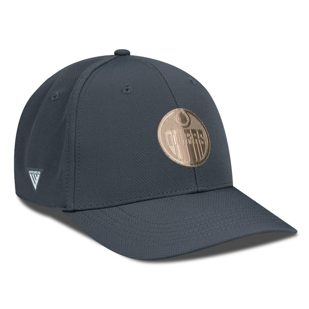 NHL Edmonton Oilers Levelwear Rise Copper Insignia Flex Hat - Charcoal