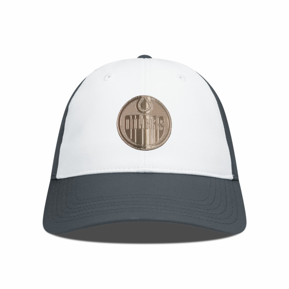 NHL Edmonton Oilers Levelwear Endure Copper Insignia Adjustable Hat - White/Charcoal
