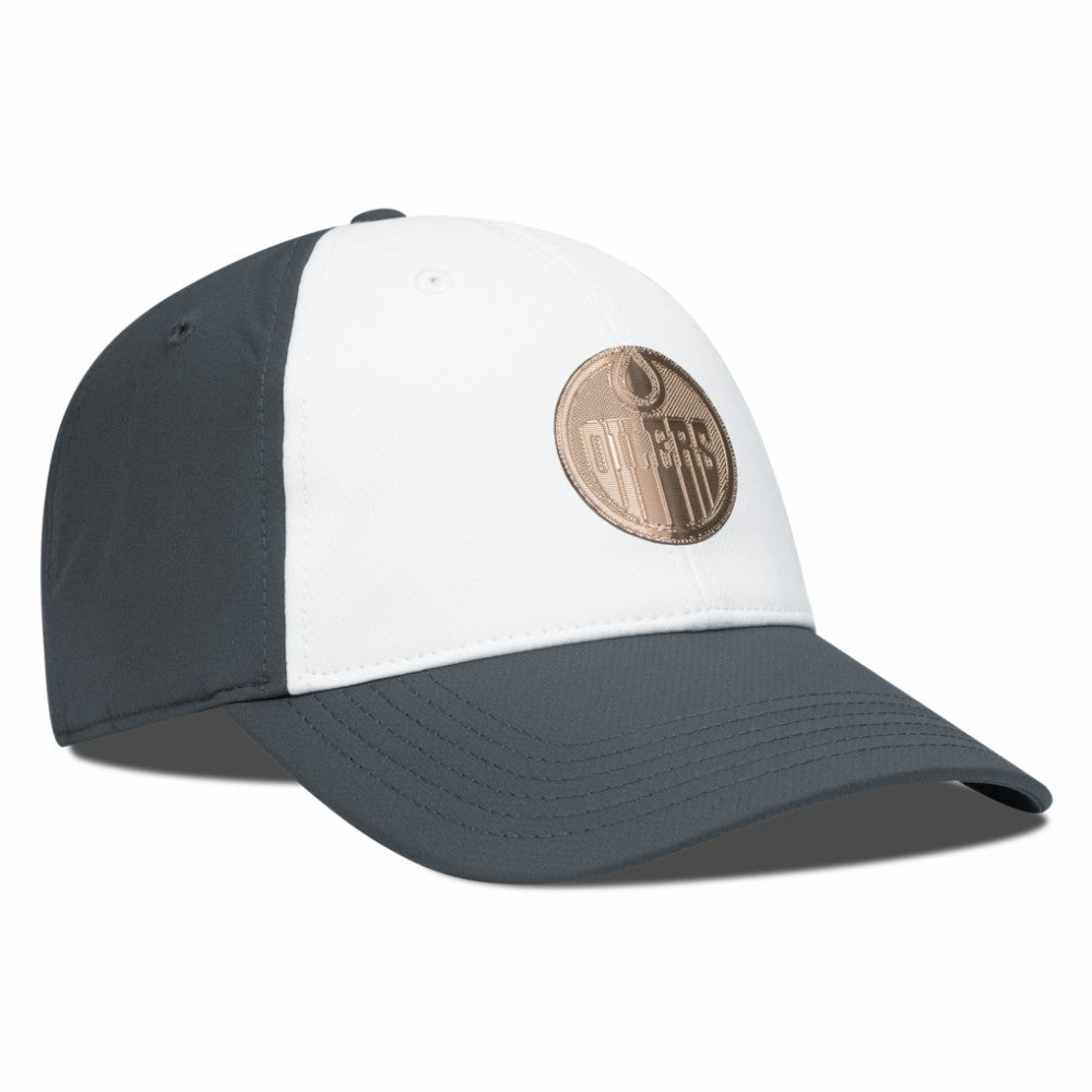 NHL Edmonton Oilers Levelwear Endure Copper Insignia Adjustable Hat - White/Charcoal