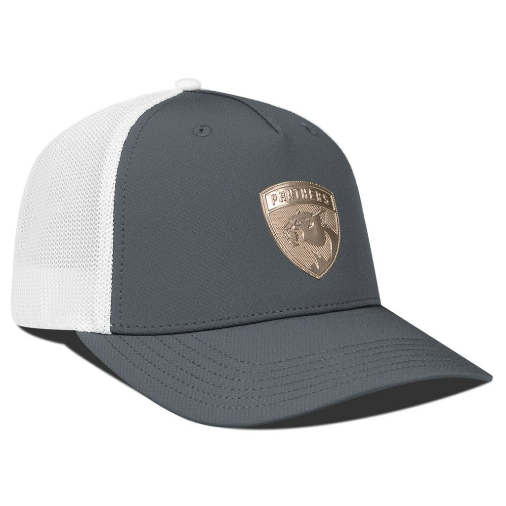 NHL Florida Panthers Levelwear Signal Copper Insignia Trucker Adjustable Hat - Charcoal/White