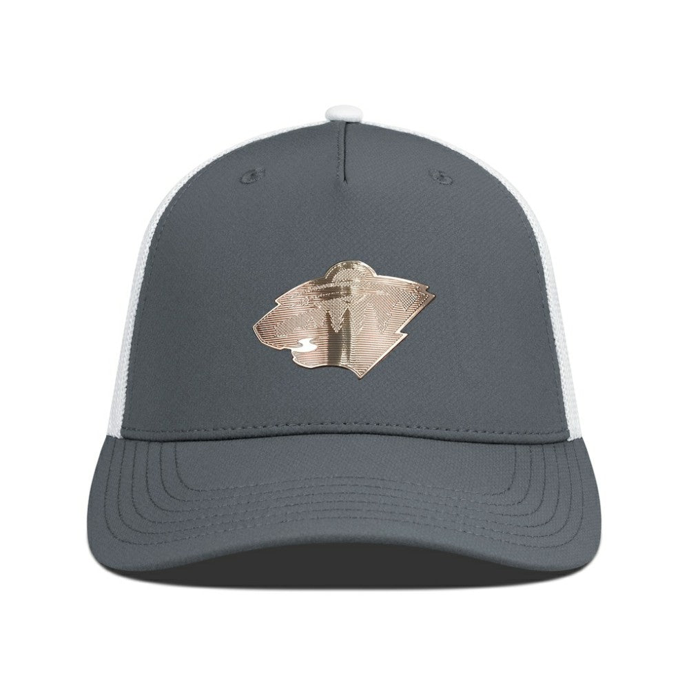 NHL Minnesota Wild Levelwear Signal Copper Insignia Trucker Adjustable Hat - Charcoal/White