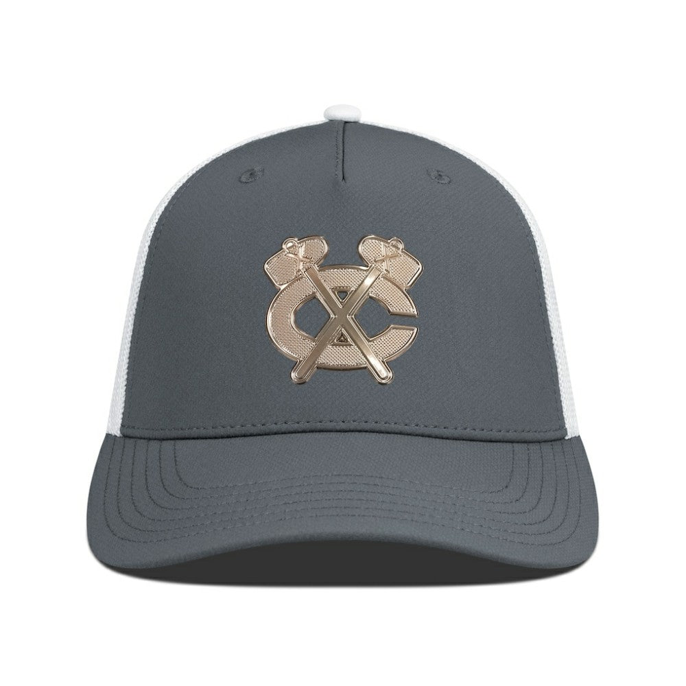 NHL Chicago Blackhawks Levelwear Signal Copper Insignia Trucker Adjustable Hat - Charcoal/White