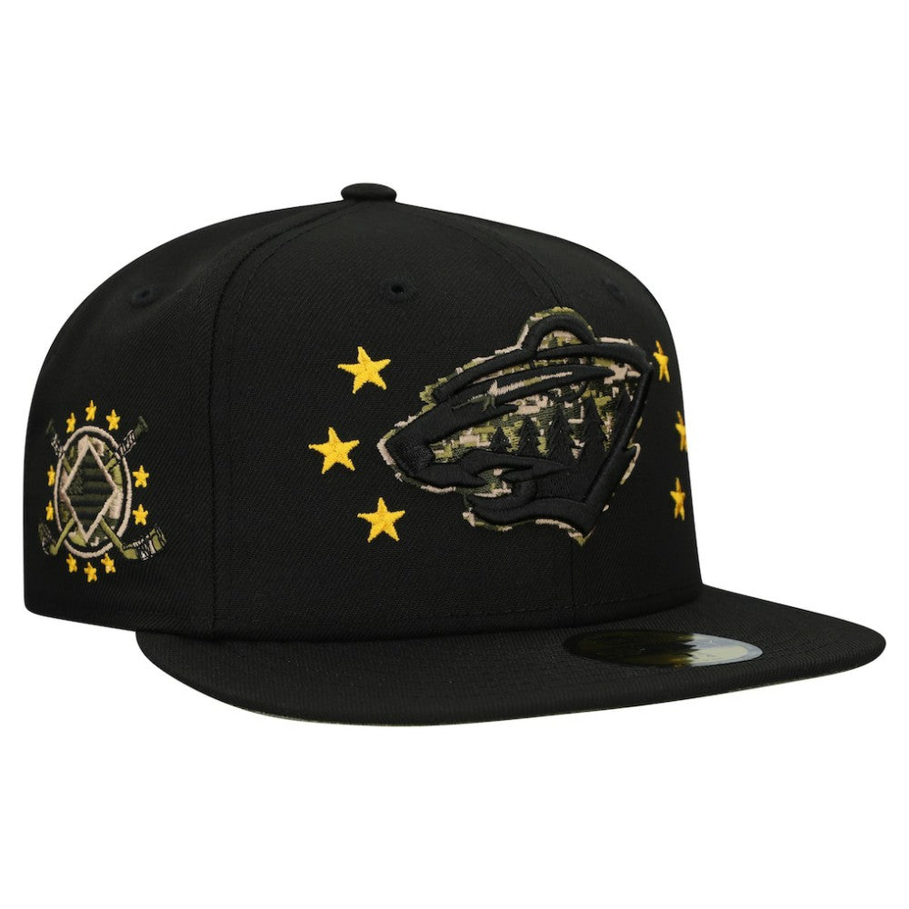 NHL Minnesota Wild New Era Military Appreciation Digital Camo Stars 59FIFTY Fitted Hat - Black