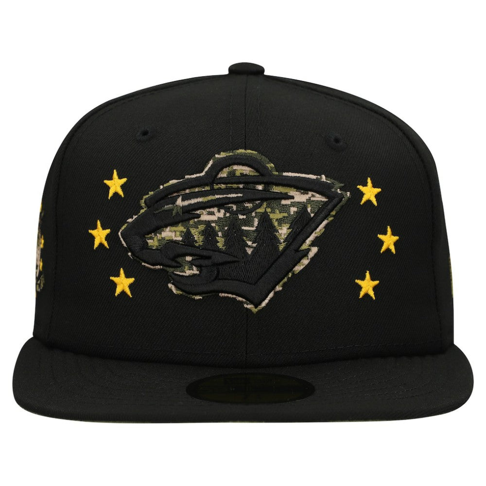 NHL Minnesota Wild New Era Military Appreciation Digital Camo Stars 59FIFTY Fitted Hat - Black