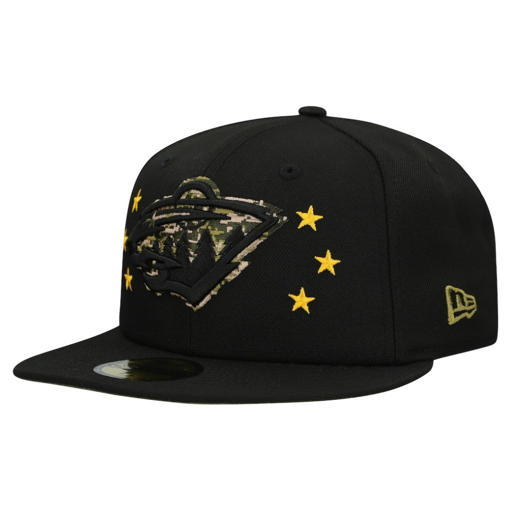 NHL Minnesota Wild New Era Military Appreciation Digital Camo Stars 59FIFTY Fitted Hat - Black