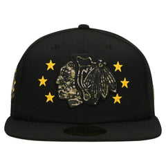 NHL Chicago Blackhawks New Era Military Appreciation Digital Camo Stars 59FIFTY Fitted Hat - Black