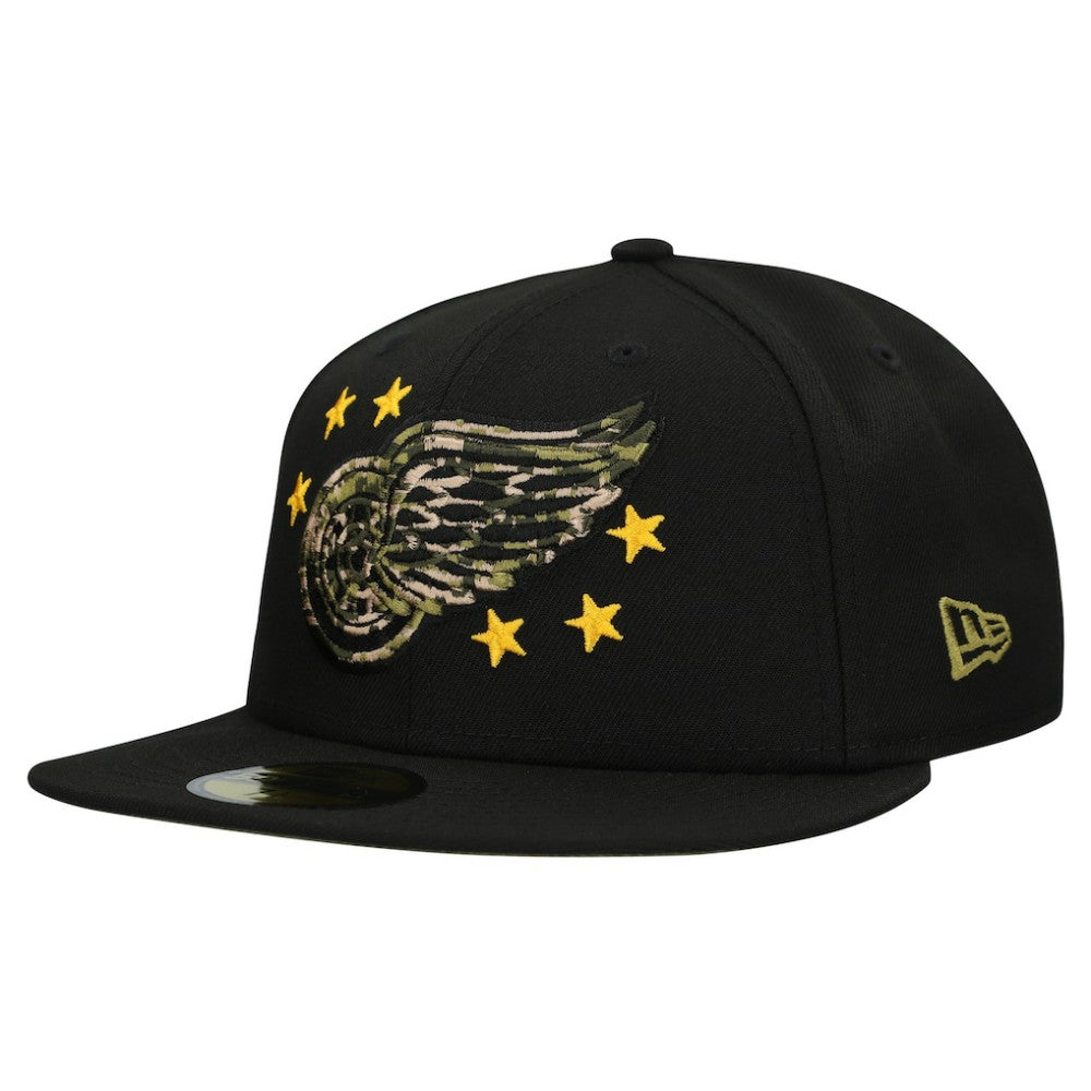 NHL Detroit Red Wings New Era Military Appreciation Digital Camo Stars 59FIFTY Fitted Hat - Black