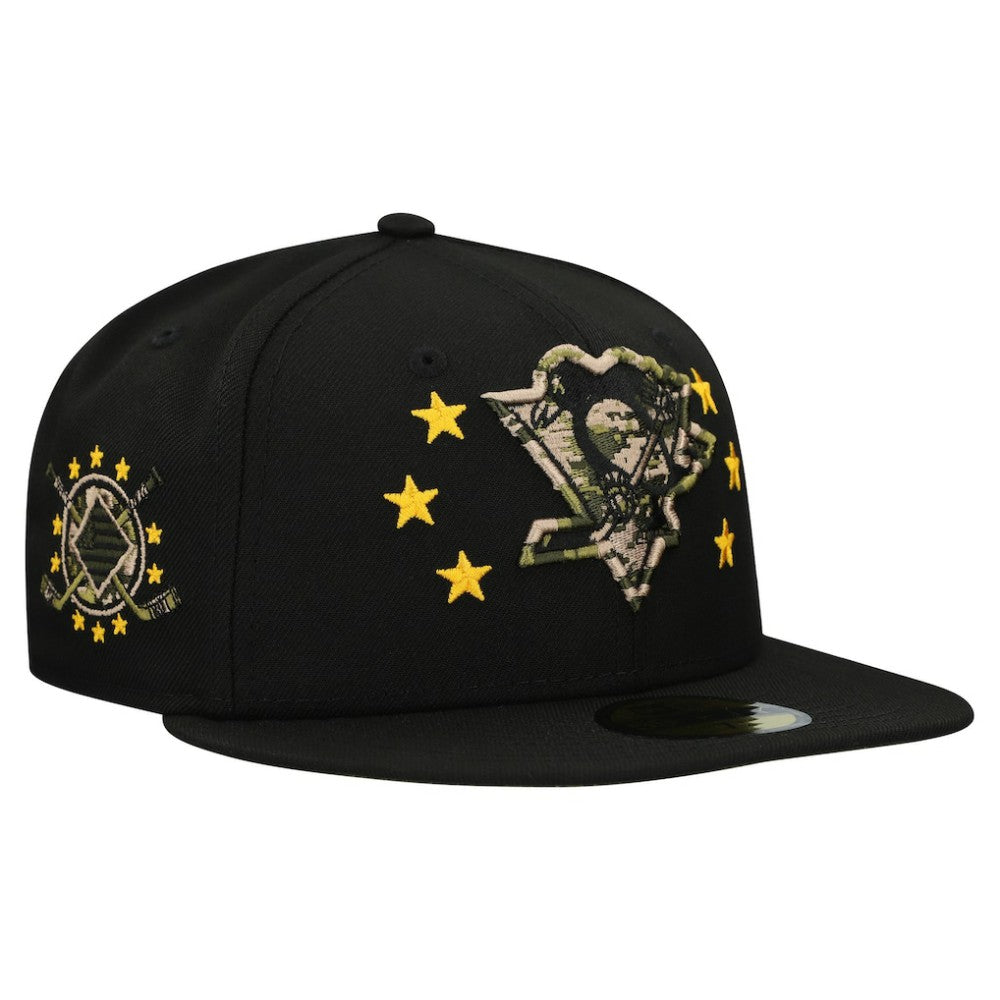 NHL Pittsburgh Penguins New Era Military Appreciation Digital Camo Stars 59FIFTY Fitted Hat - Black