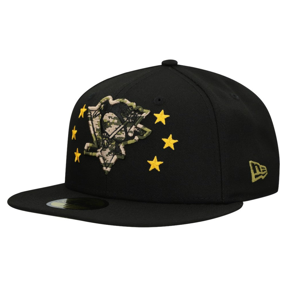 NHL Pittsburgh Penguins New Era Military Appreciation Digital Camo Stars 59FIFTY Fitted Hat - Black