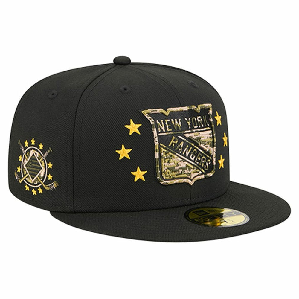 NHL New York Rangers New Era Military Appreciation Digital Camo Stars 59FIFTY Fitted Hat - Black