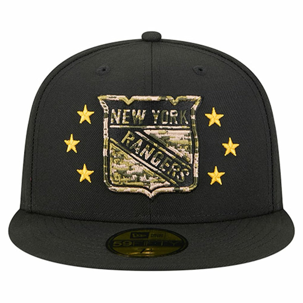 NHL New York Rangers New Era Military Appreciation Digital Camo Stars 59FIFTY Fitted Hat - Black