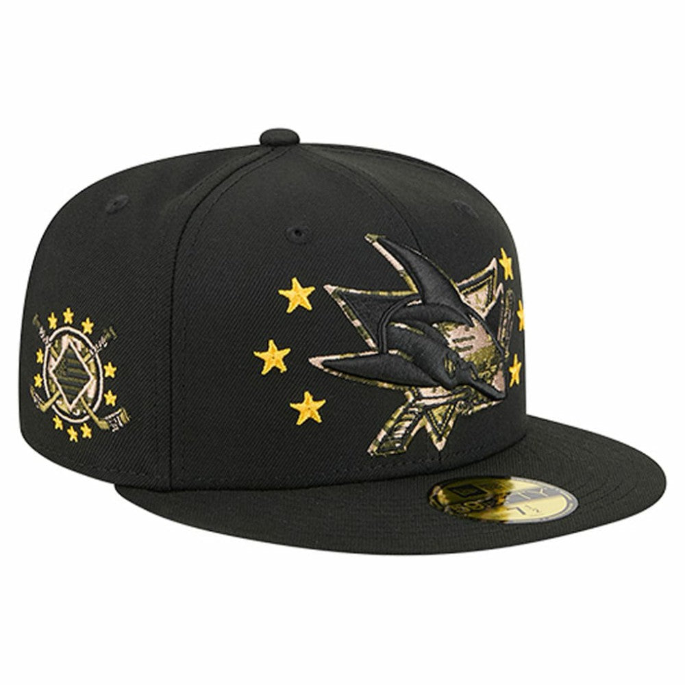 NHL San Jose Sharks New Era Military Appreciation Digital Camo Stars 59FIFTY Fitted Hat - Black
