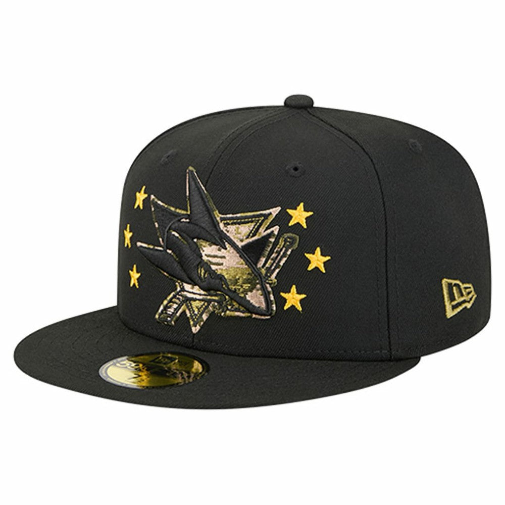 NHL San Jose Sharks New Era Military Appreciation Digital Camo Stars 59FIFTY Fitted Hat - Black