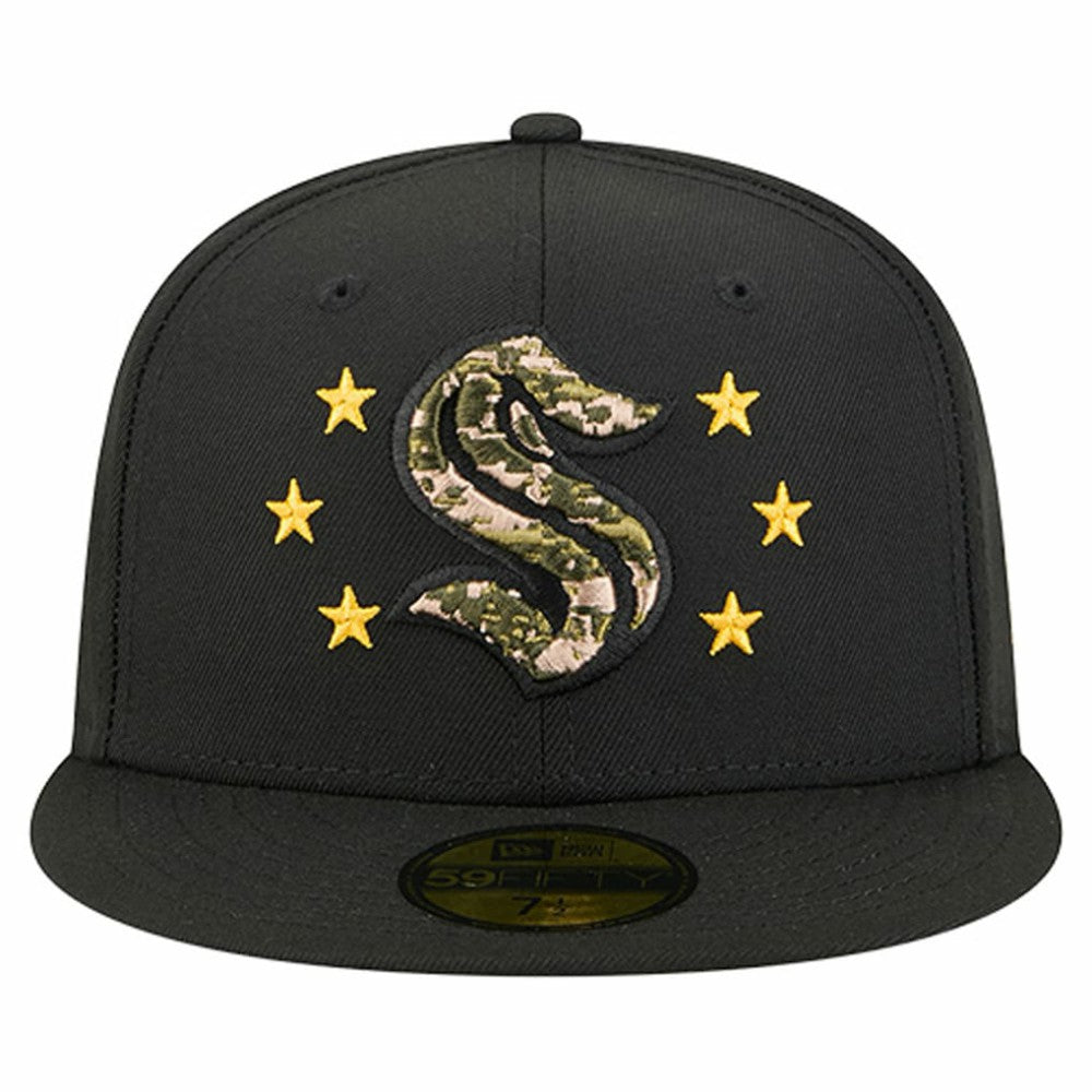 NHL Seattle Kraken New Era Military Appreciation Digital Camo Stars 59FIFTY Fitted Hat - Black
