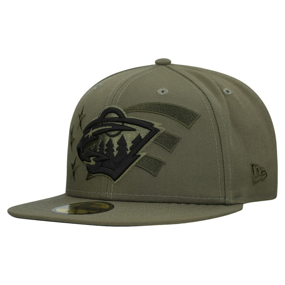 NHL Minnesota Wild New Era Military Appreciation Flag 59FIFTY Fitted Hat - Olive
