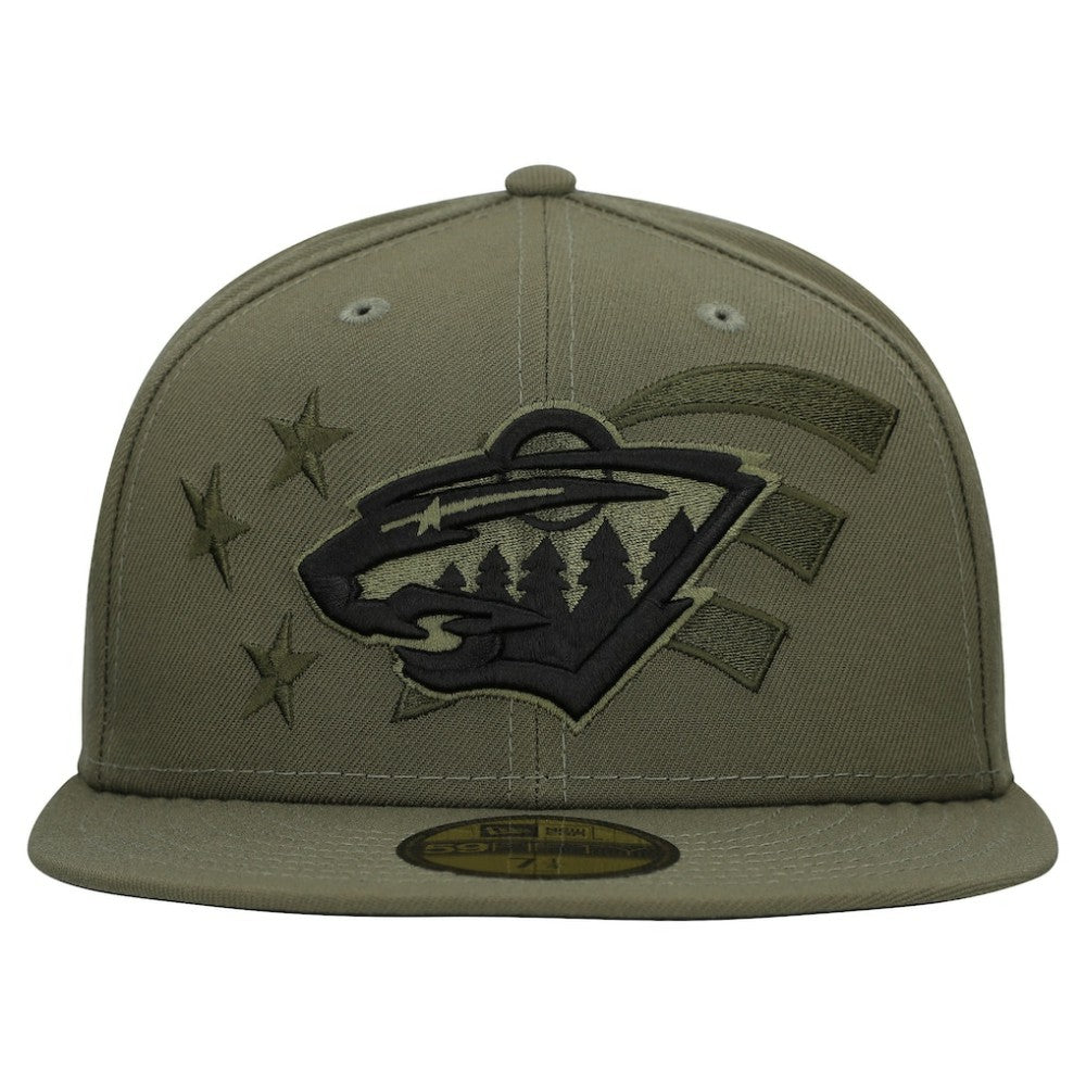 NHL Minnesota Wild New Era Military Appreciation Flag 59FIFTY Fitted Hat - Olive
