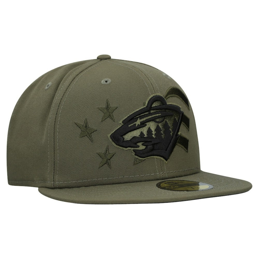 NHL Minnesota Wild New Era Military Appreciation Flag 59FIFTY Fitted Hat - Olive