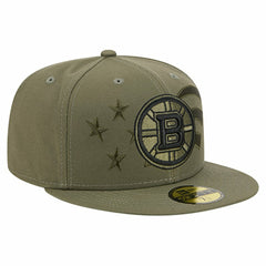 NHL Boston Bruins New Era Military Appreciation Flag 59FIFTY Fitted Hat - Olive