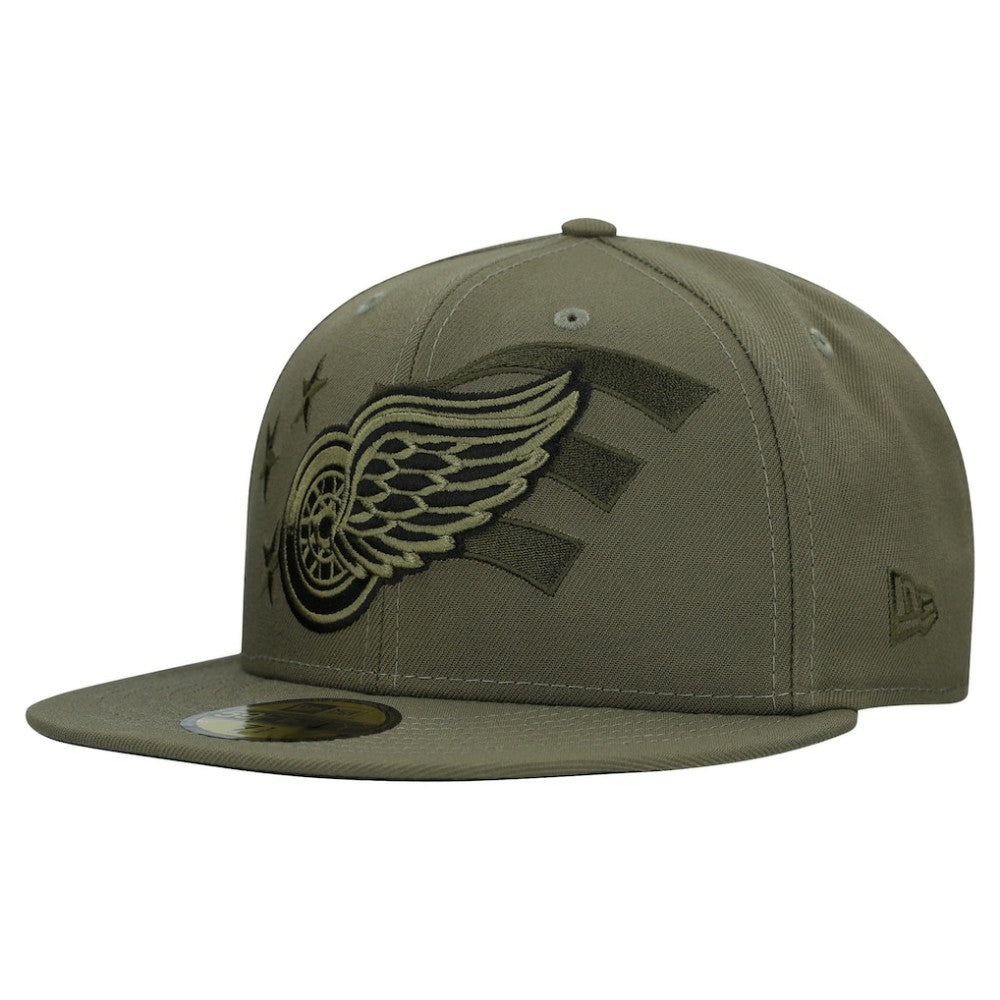 NHL Detroit Red Wings New Era Military Appreciation Flag 59FIFTY Fitted Hat - Olive