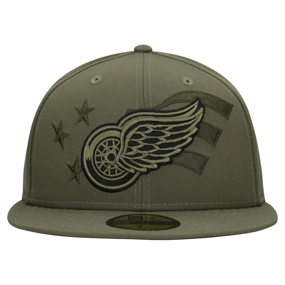 NHL Detroit Red Wings New Era Military Appreciation Flag 59FIFTY Fitted Hat - Olive
