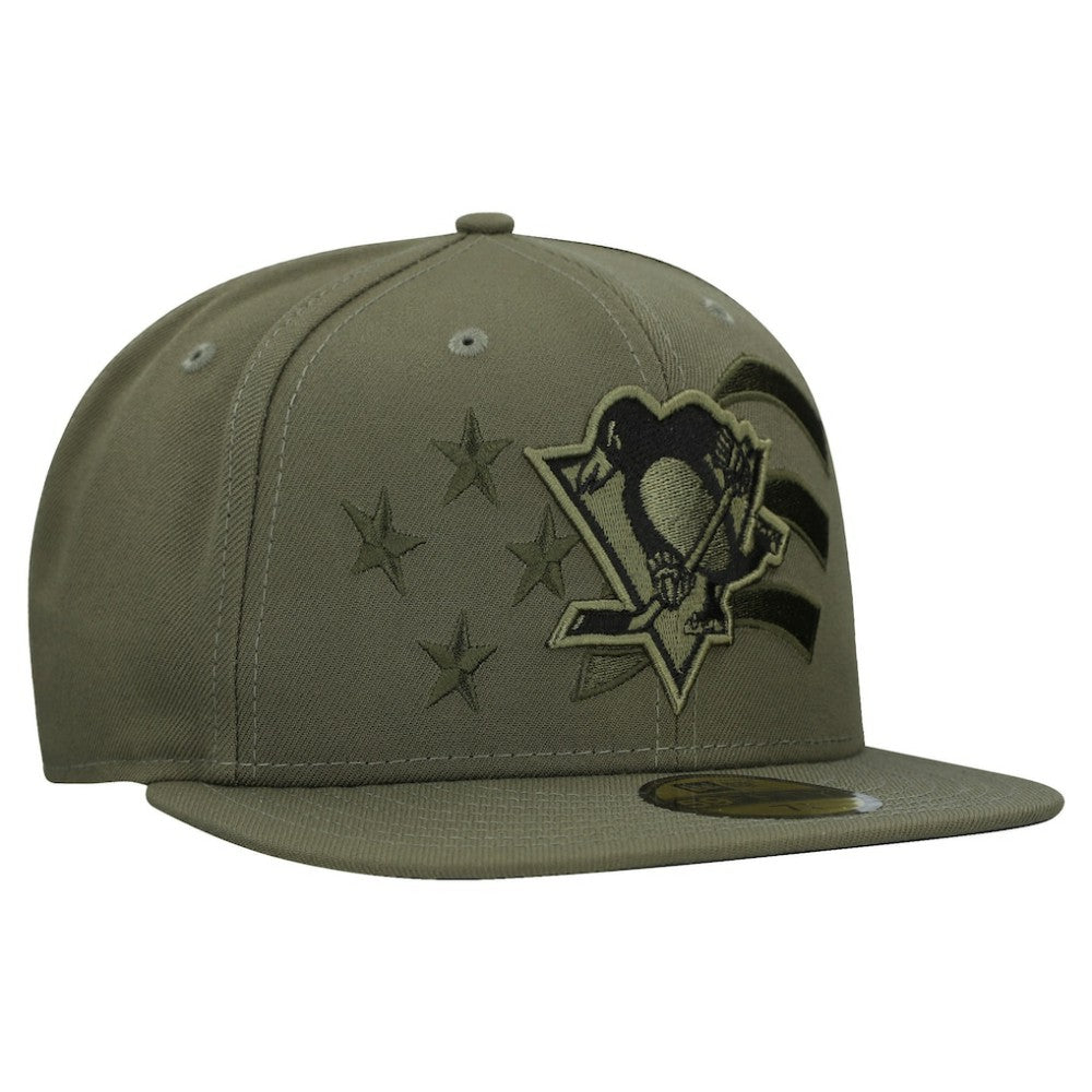 NHL Pittsburgh Penguins New Era Military Appreciation Flag 59FIFTY Fitted Hat - Olive