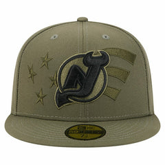 NHL New Jersey Devils New Era Military Appreciation Flag 59FIFTY Fitted Hat - Olive