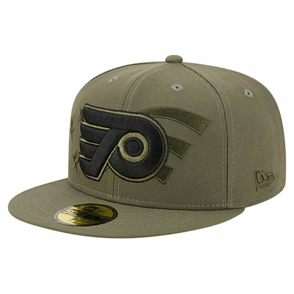 NHL Philadelphia Flyers New Era Military Appreciation Flag 59FIFTY Fitted Hat - Olive