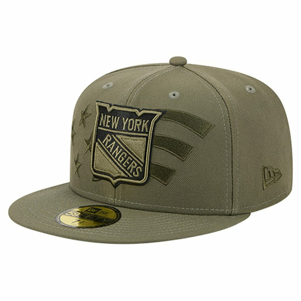 NHL New York Rangers New Era Military Appreciation Flag 59FIFTY Fitted Hat - Olive