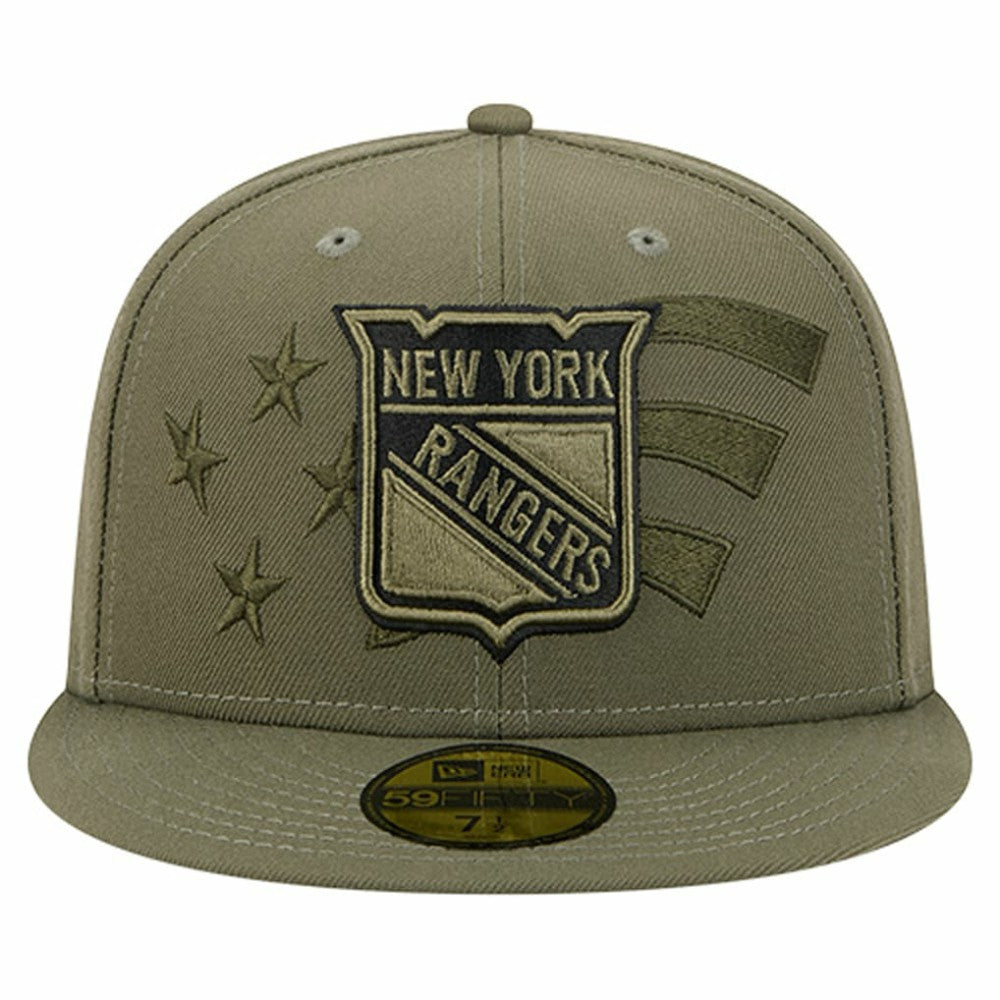 NHL New York Rangers New Era Military Appreciation Flag 59FIFTY Fitted Hat - Olive