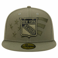 NHL New York Rangers New Era Military Appreciation Flag 59FIFTY Fitted Hat - Olive