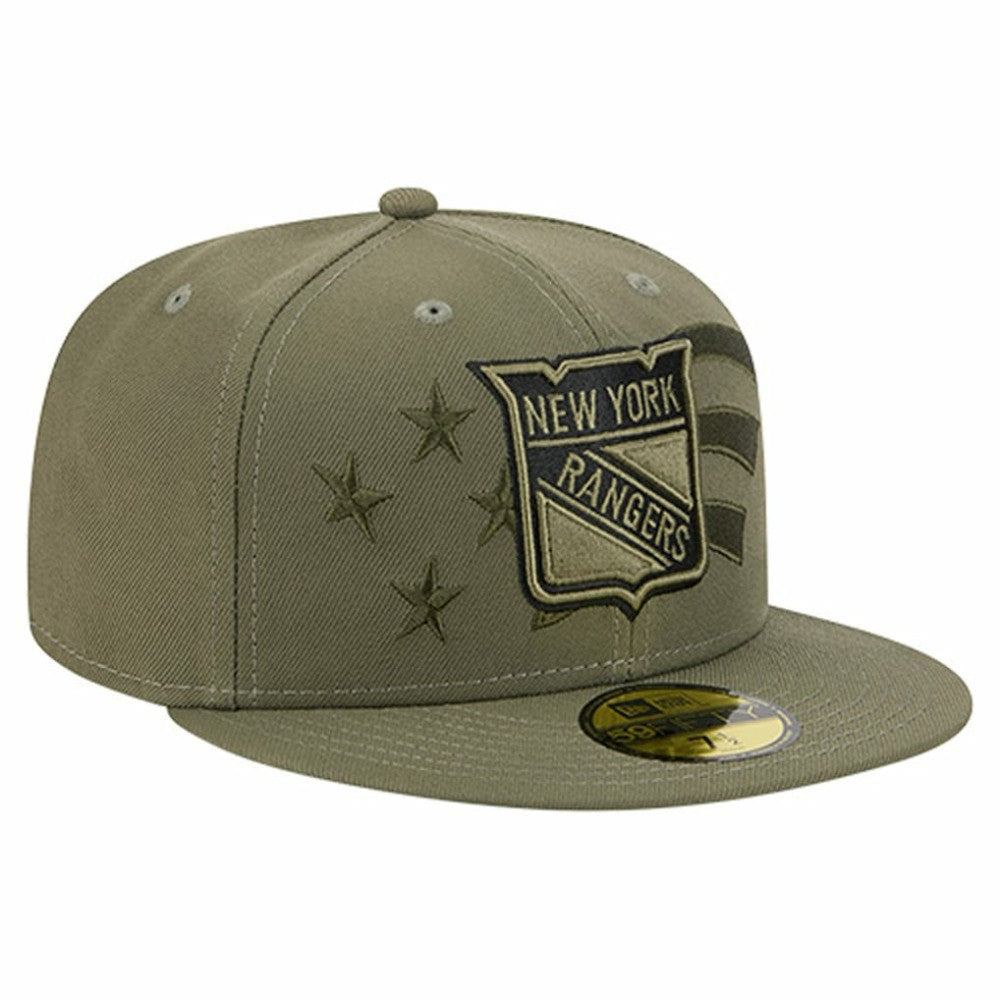 NHL New York Rangers New Era Military Appreciation Flag 59FIFTY Fitted Hat - Olive