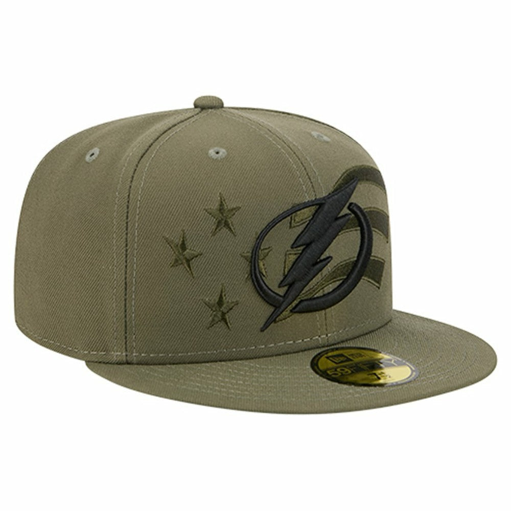 NHL Tampa Bay Lightning New Era Military Appreciation Flag 59FIFTY Fitted Hat - Olive