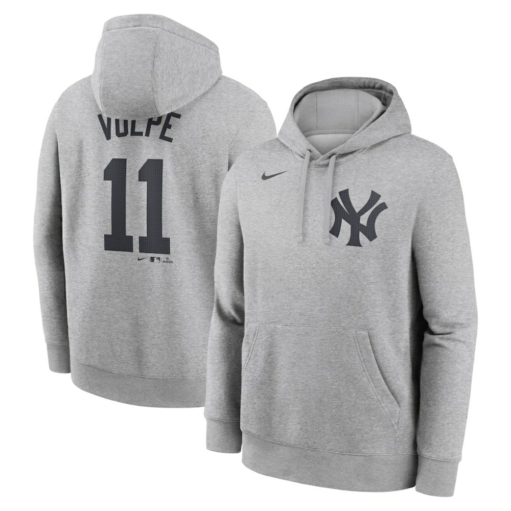 Anthony Volpe New York Yankees Nike Player Name & Number Club Fleece Pullover Hoodie - Heather Gray Hoodies