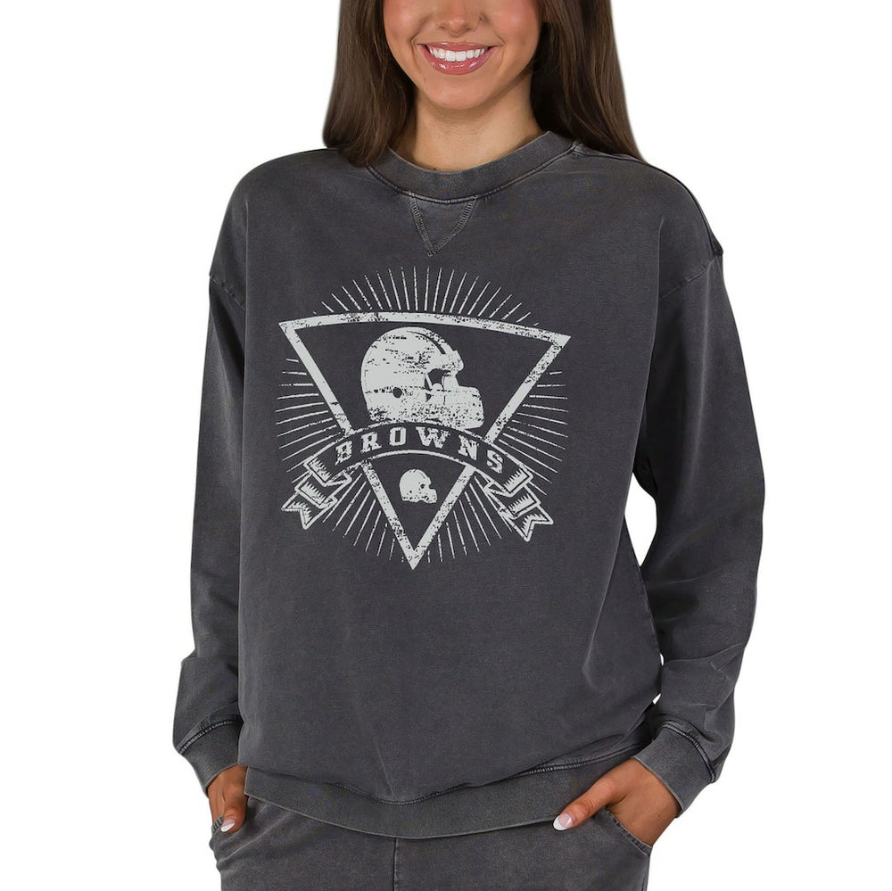 Cleveland Browns Concepts Sport Women's Boxy Mist French Terry Long Sleeve Top Charcoal