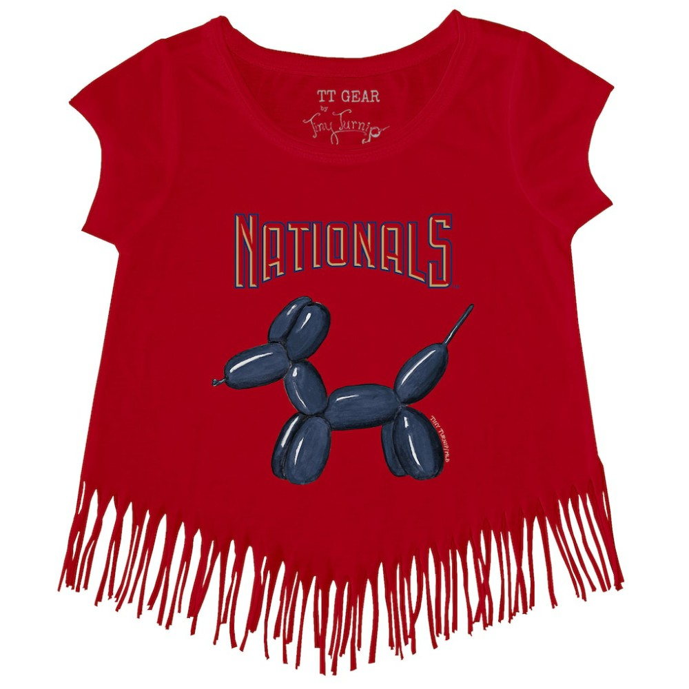 Washington Nationals Tiny Turnip Girls Youth Balloon Dog Fringe T-Shirt - Red T-shirts