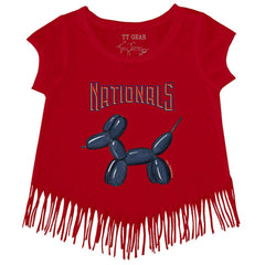 Washington Nationals Tiny Turnip Girls Youth Balloon Dog Fringe T-Shirt - Red T-shirts